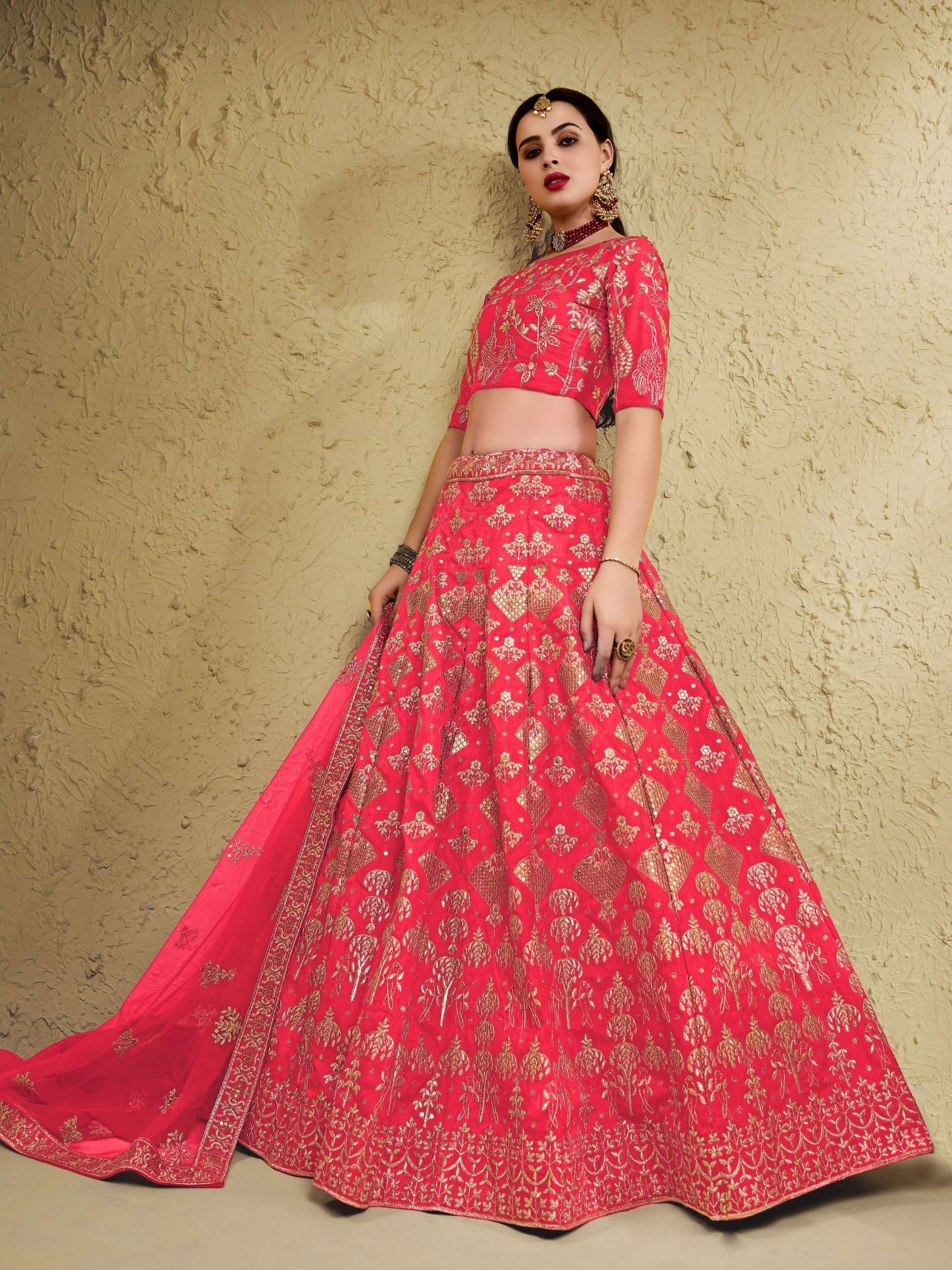  Coral Peach Heritage Beautiful Colour with Made of Art Silk Fabric Lehenga Choli Reseller In Surat 7055 Peach